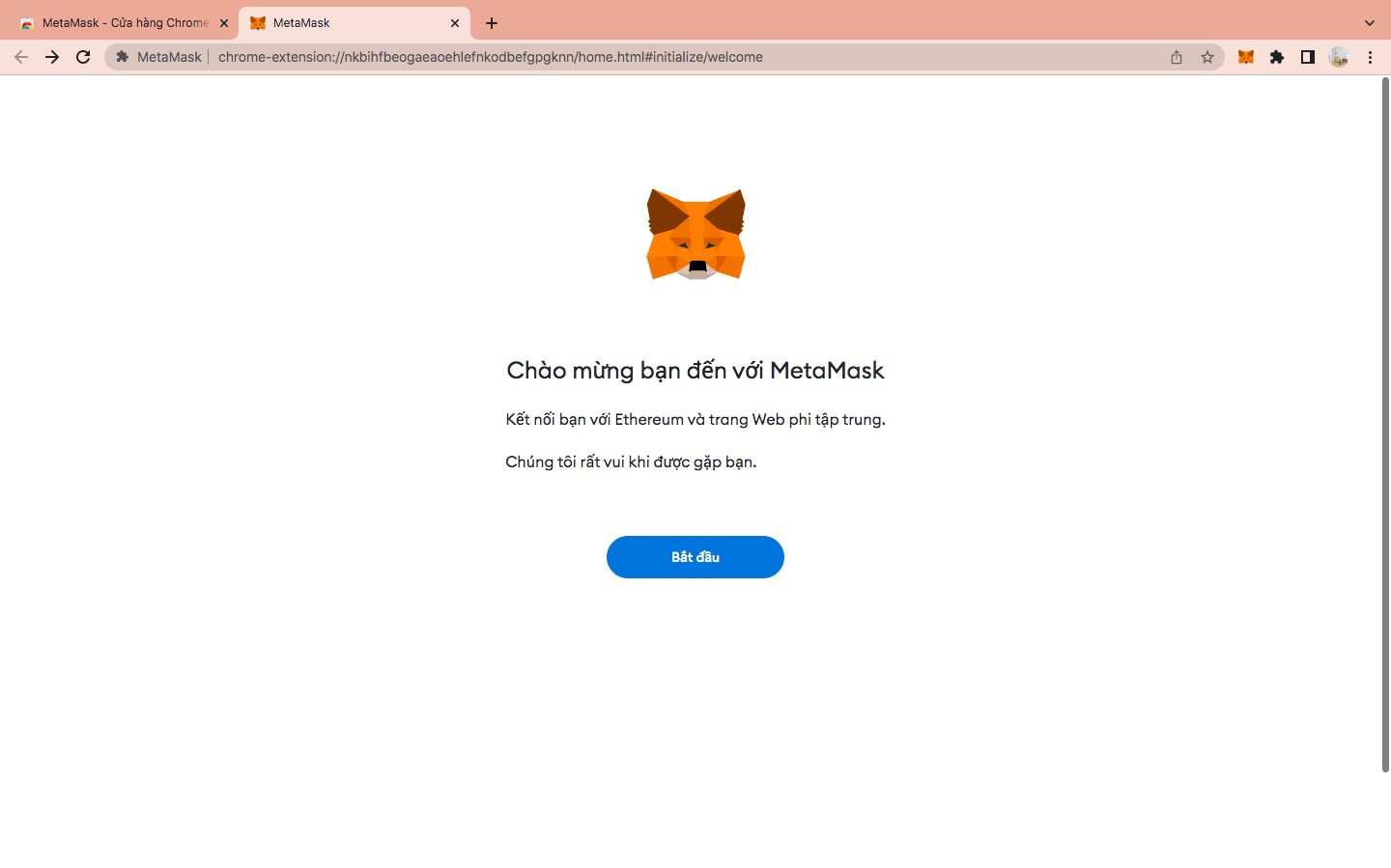 Bắt đầu tạo ví MetaMask
